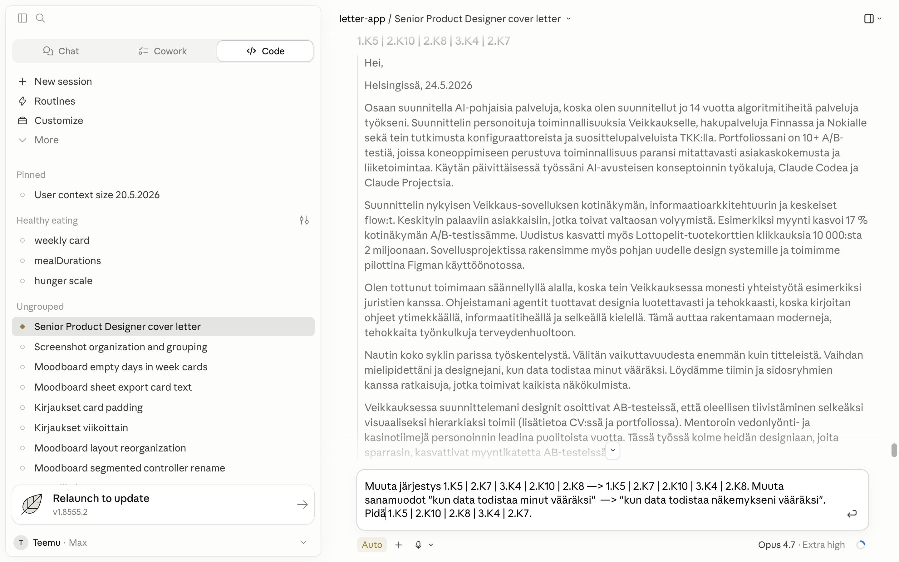 Iterating on paragraph choices across rounds